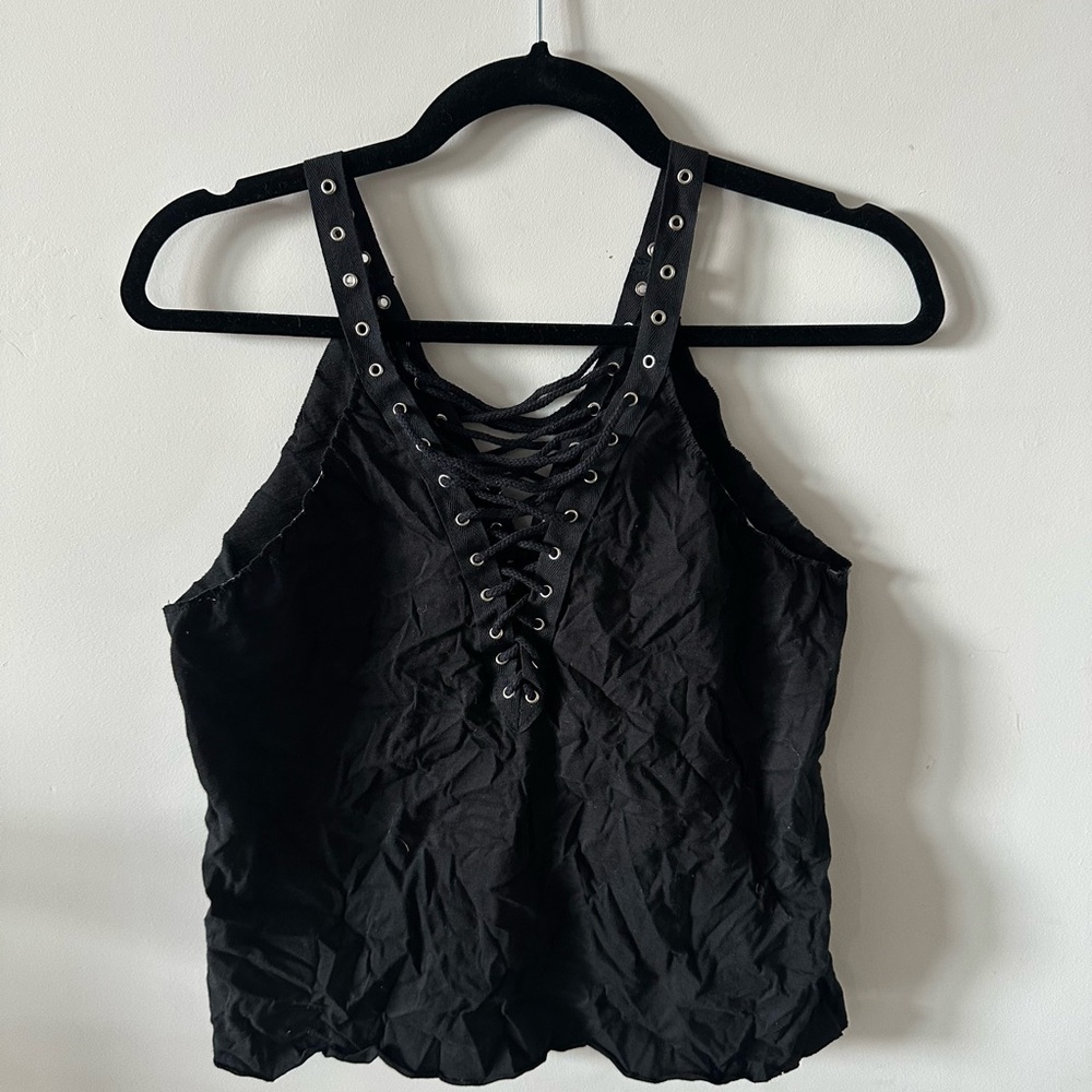 LF Black Lace-Up Tank Top
